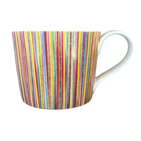 Starbucks 2008 Multicolor Striped Ceramic Coffee Mug 13 oz - Picture 1 of 5